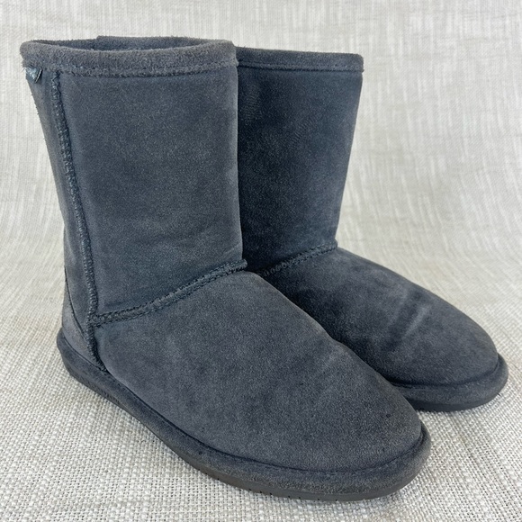 BEARPAW Youth Gray Size US 3 Ankle Suede Wool Blend Lined Slip On Boots - Picture 2 of 8